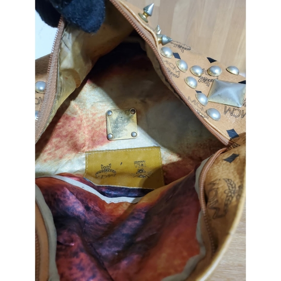 MCM Cognac Studded Visetos Belt Bag Fanny Pack Waist - Picture 14 of 14